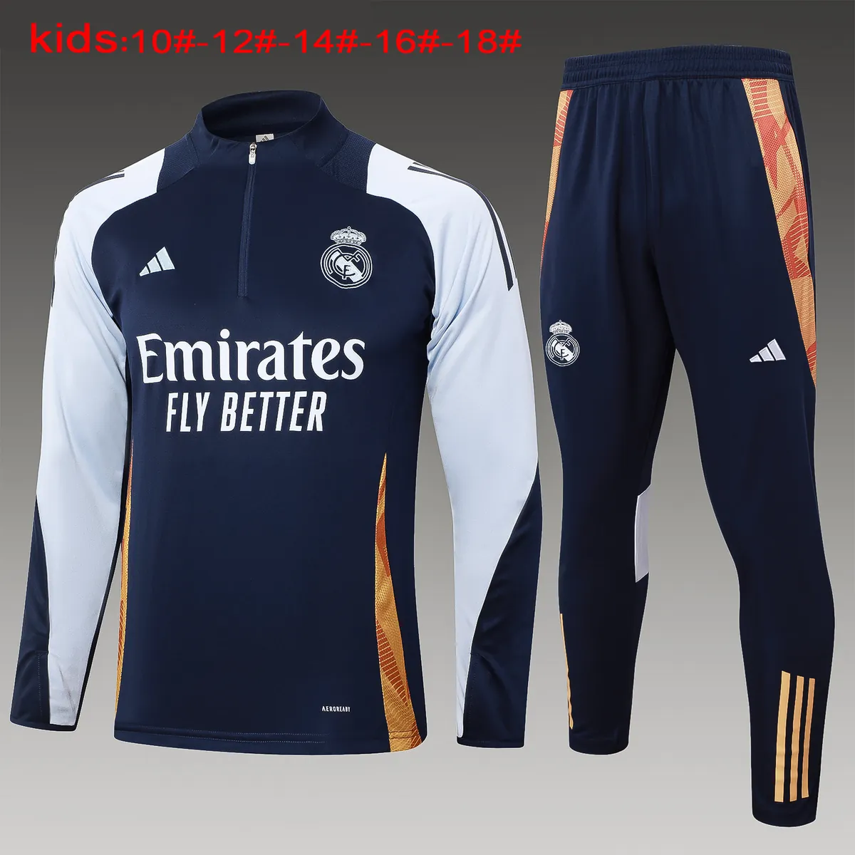 24-25 Real Madrid Kids Long Sleeve Training Suit Football Shirts 1