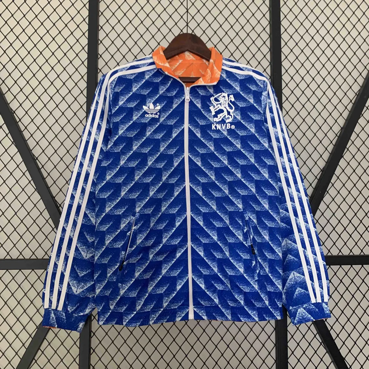 2024 Netherlands Reversible Windbreaker Orange&Blue Double-Sides Jacket Soccer Jerseys For Sale 3