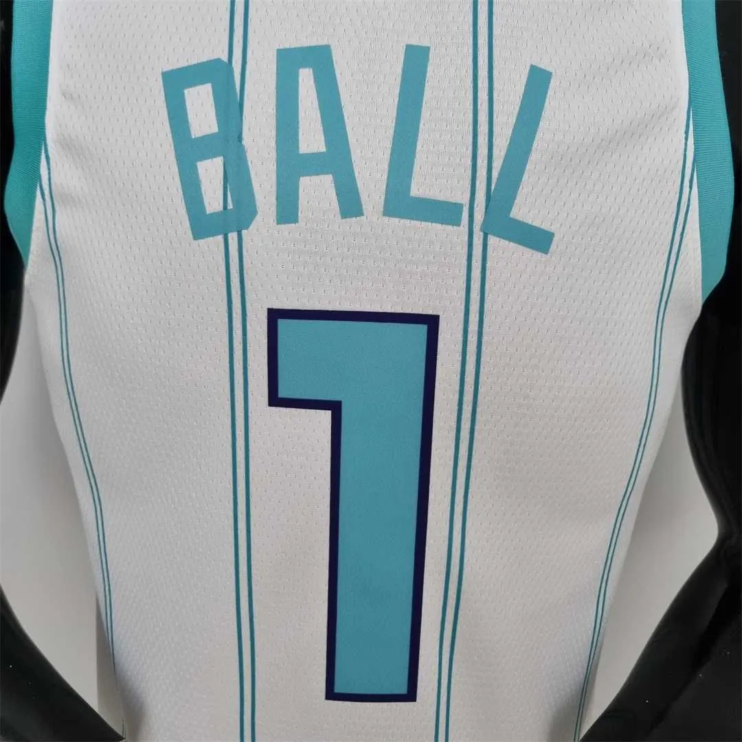 75th Anniversary BALL #1 Charlotte Hornets White NBA Jersey 7