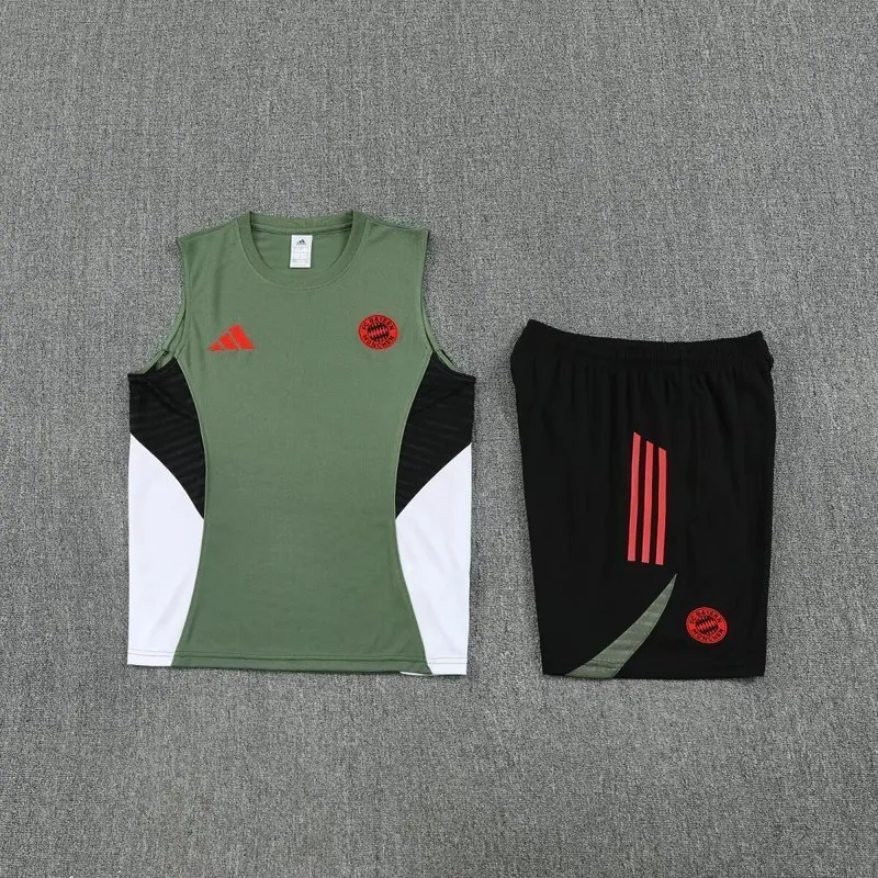 25-26 Bayern Munich Green&Black Training Kits Football Vest Suits 2