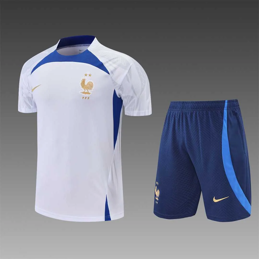 2022 France Training Suit Short Sleeve Kit White Blue 20