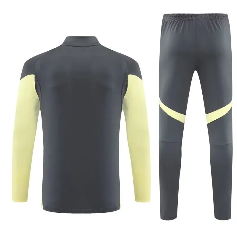 25-26 Real Madrid Grey&Yellow Training Kits Long Football Tracksuits 2
