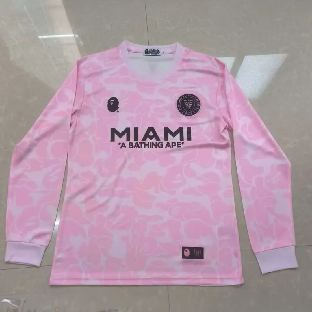 23-24 Inter Miami Limited Gris Pink Shirt Long Sleeve Joint Edition Kit Soccer Jerseys Yupoo 2