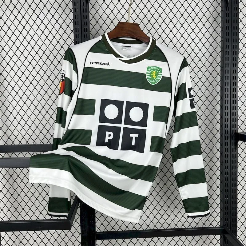 01-03 Sporting Lisbon Home Retro Long Sleeve Kit Vintage Shirt Soccer AAAAJersey Yupoo 9