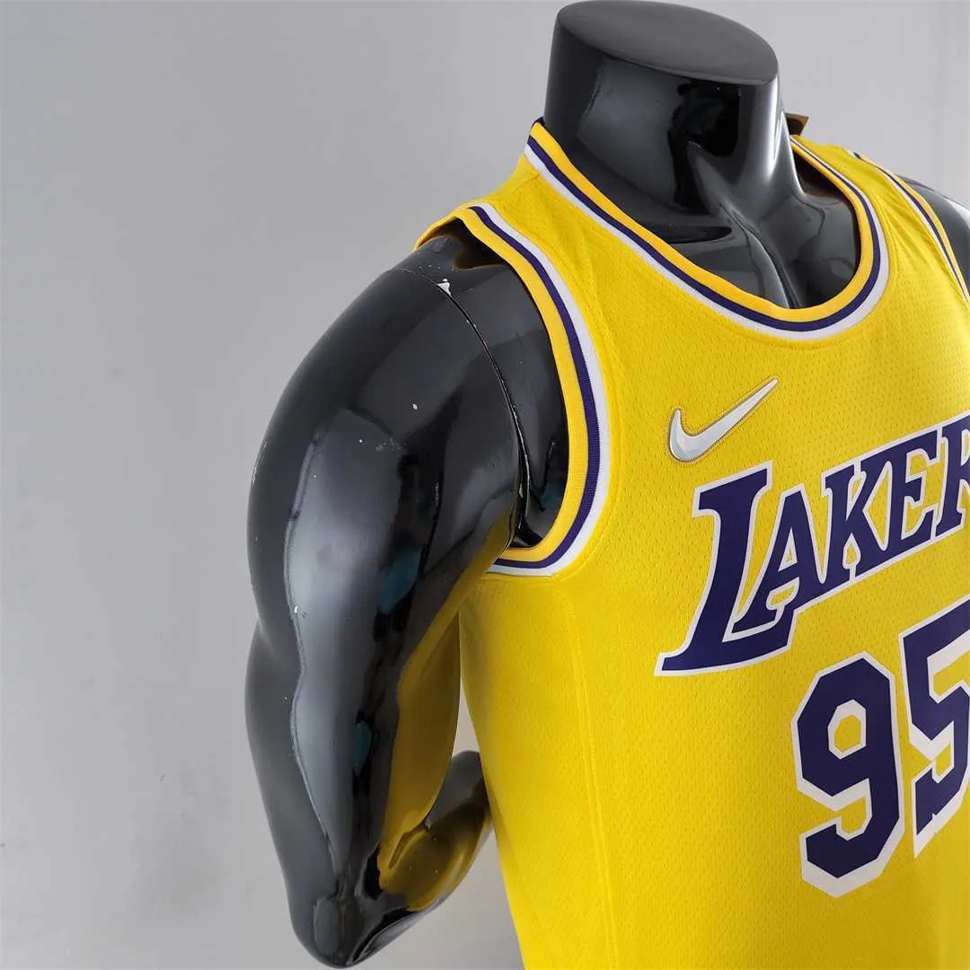 75th Anniversary TOSCANO #95 Los Angeles Lakers Yellow NBA Jersey 7