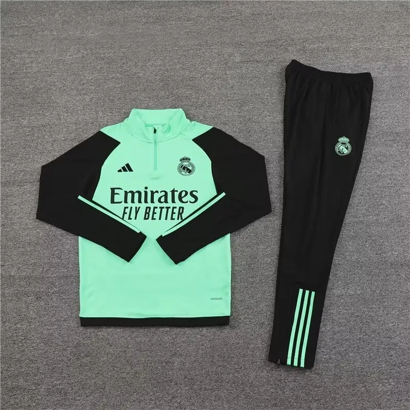 23-24 Real Madrid Long Sleeve Tracksuit Green Training Suits Jersey Supplier Yupoo 2