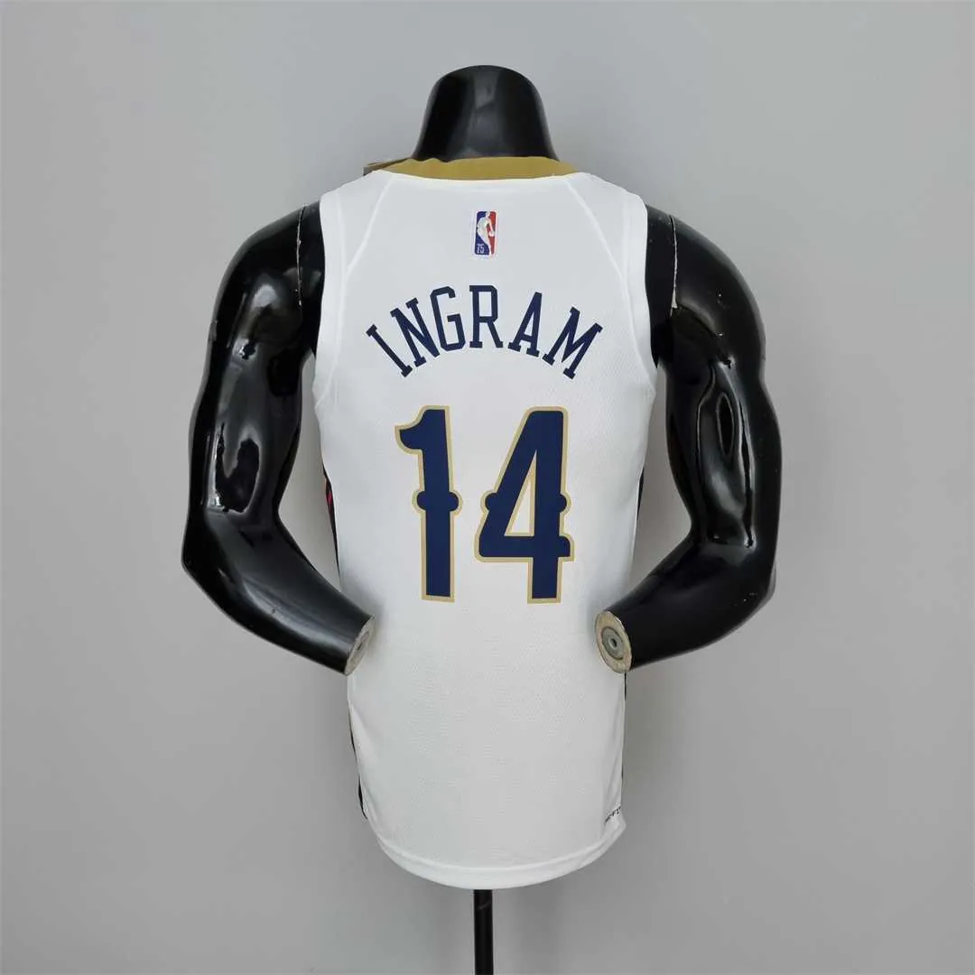 75th Anniversary New Orleans Pelicans Ingram #14 White NBA Jersey 10