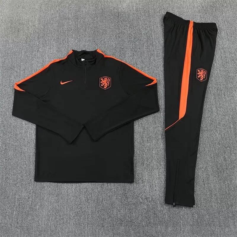 2026 Netherlands Mens Kit Black Half Pull Training Suit Yupoo 7 5