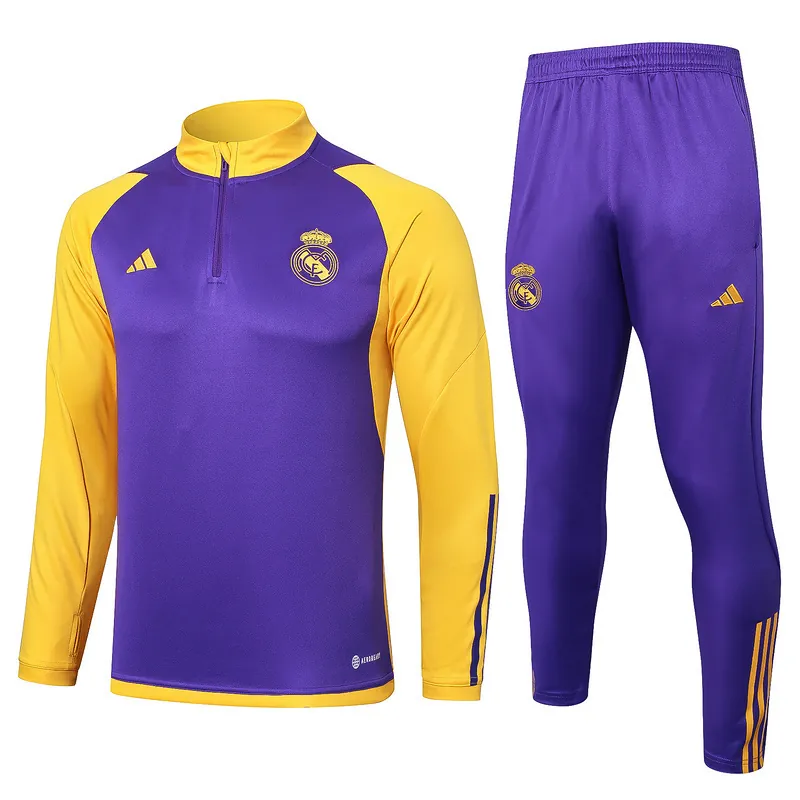 23-24 Real Madrid Long Sleeve Tracksuit Purple&Yellow Training Suits Jerseys World Yupoo 3