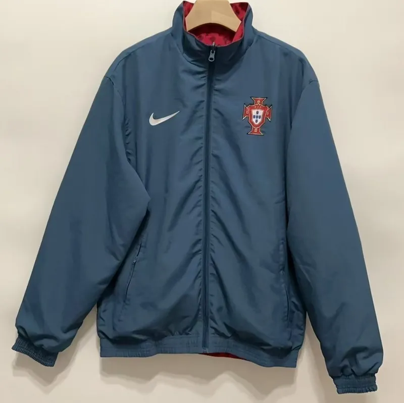 2025 Portugal Red&Blue Trench Coat Reversible Windbreaker Double-Sides Jacket 5