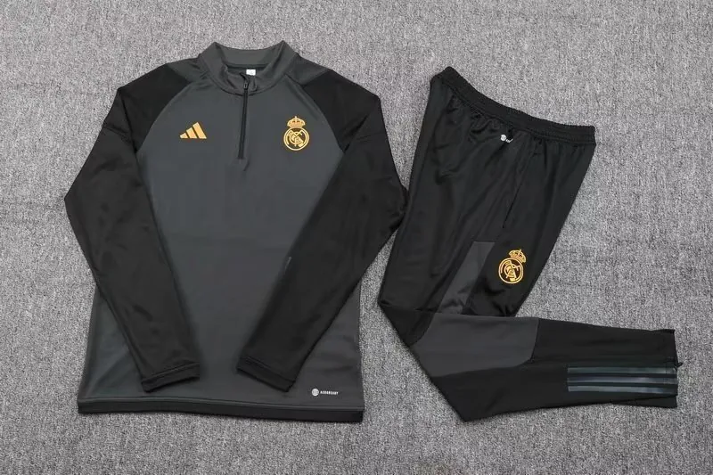 23-24 Real Madrid Long Sleeve Kits Black Training Suit Football Jerseys Yupoo 1