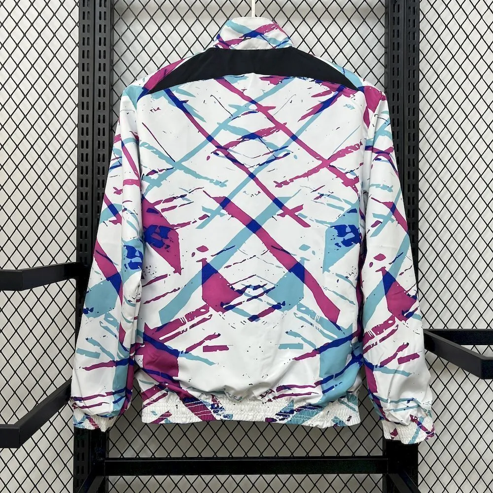25-26 Barcelona White&Blue Trench Coat Reversible Windbreaker Double-Sides Jacket 5