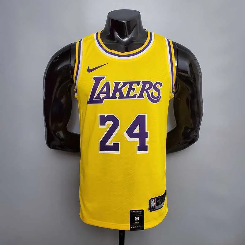 New Bryant #24 Lakers Commemorative Edition Round neck yellow 6