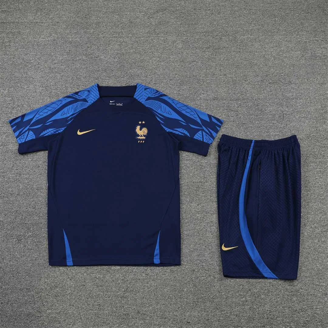 2022 France Training Suit Short Sleeve Kit Blue 4