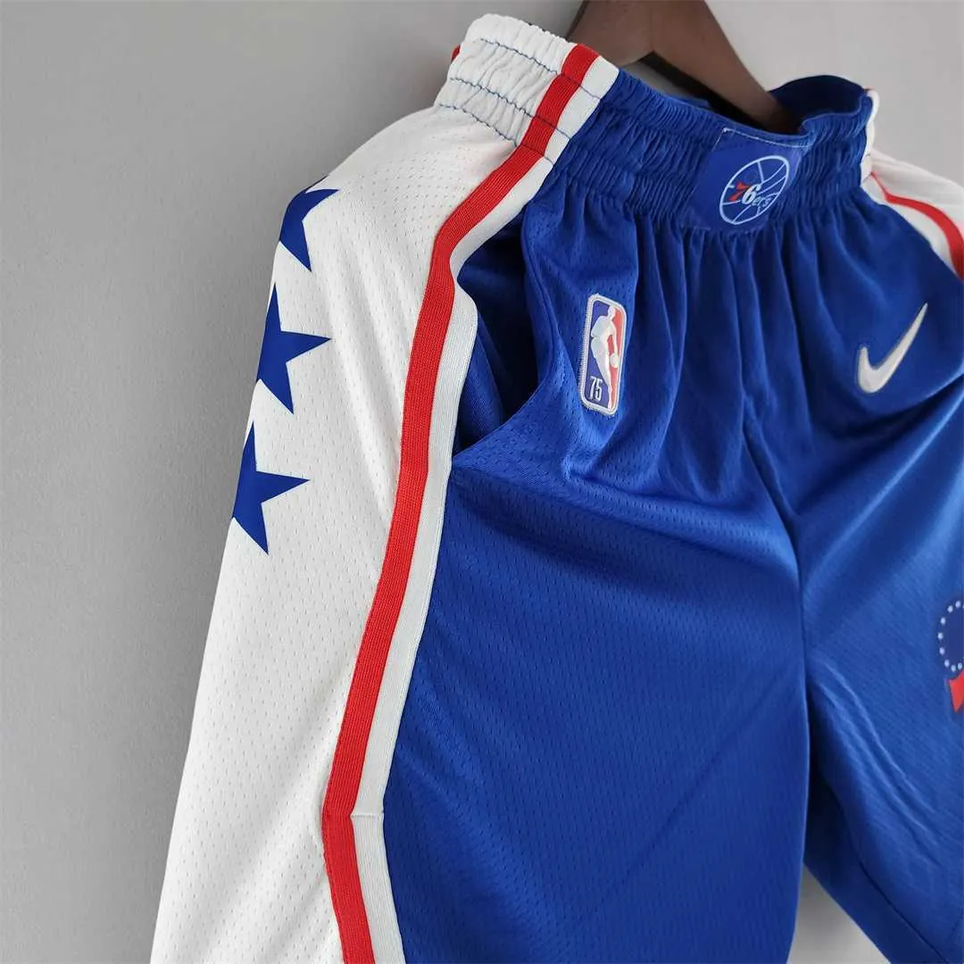 75th Anniversary Philadelphia 76ers NBA Shorts Blue White 5