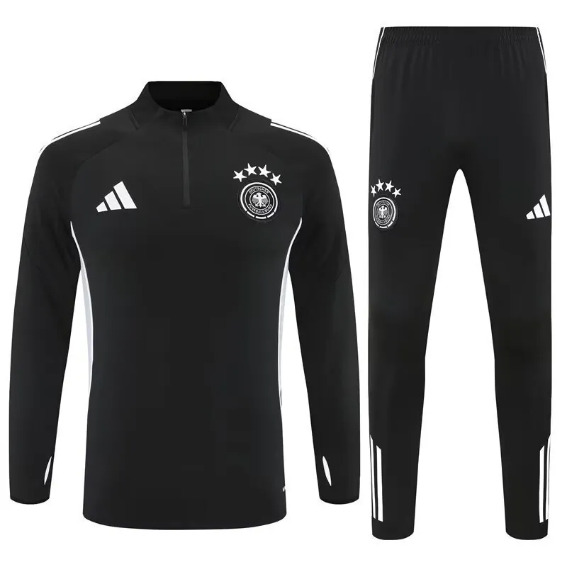 25-26 Germany Black Training Kits Long Football Tracksuits 3