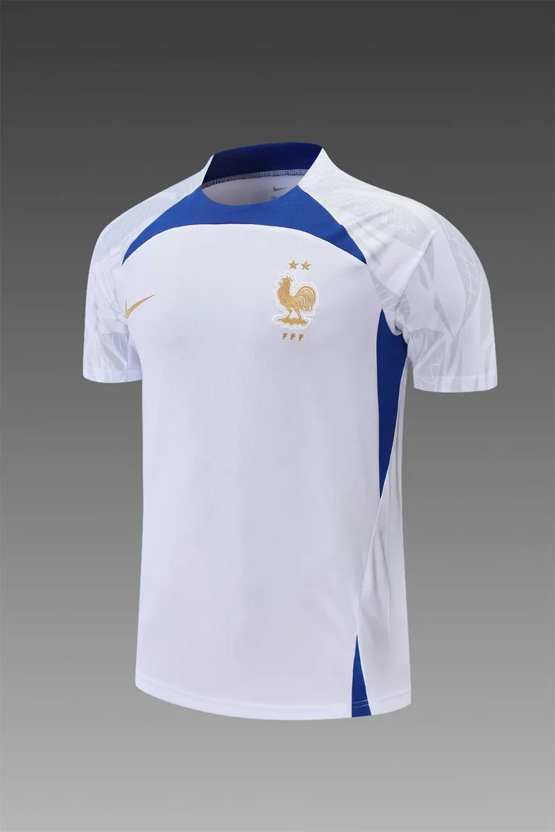 2022 France Training Suit Short Sleeve Kit White Blue 2