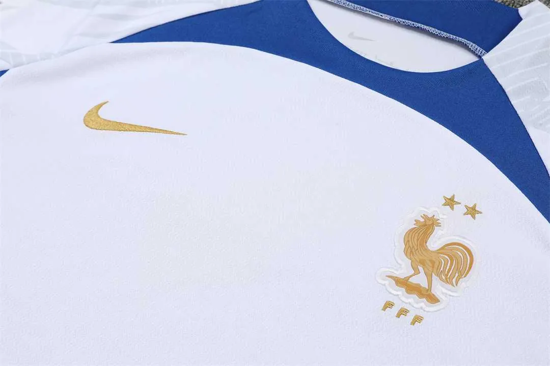 2022 France Training Suit Short Sleeve Kit White Blue 11