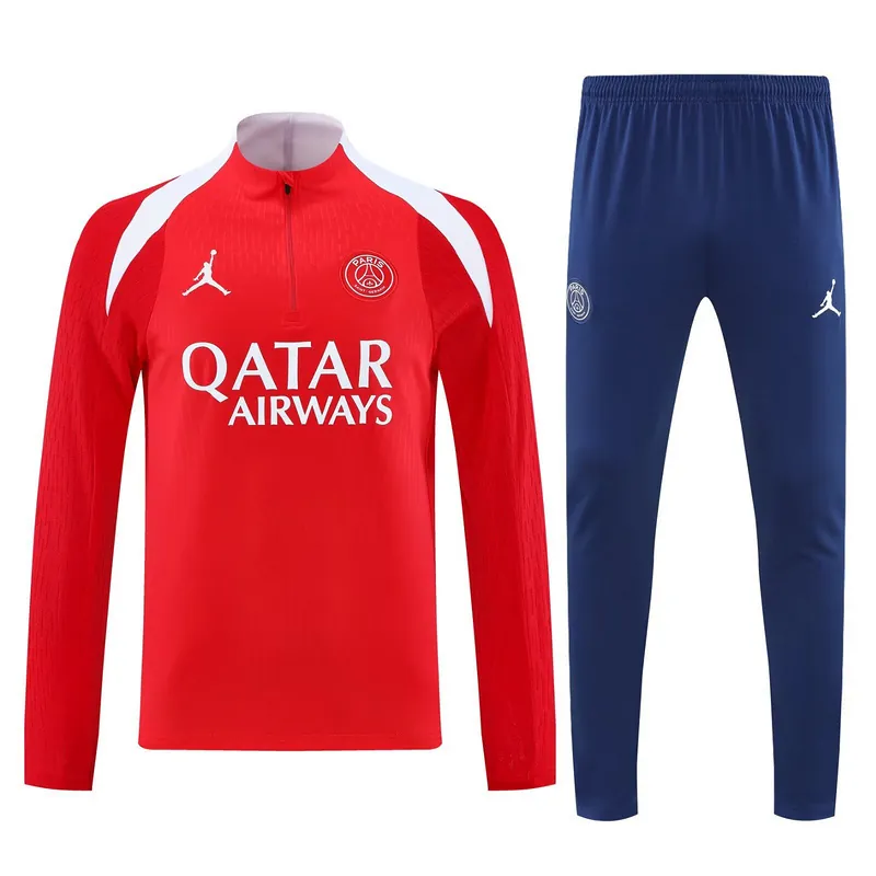 25-26 PSG Red Training Kits Long Football Tracksuits 3