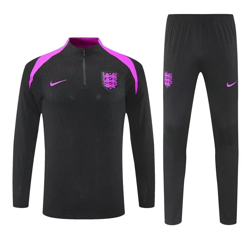 25-26 England Black Training Kits Long Football Tracksuits 3