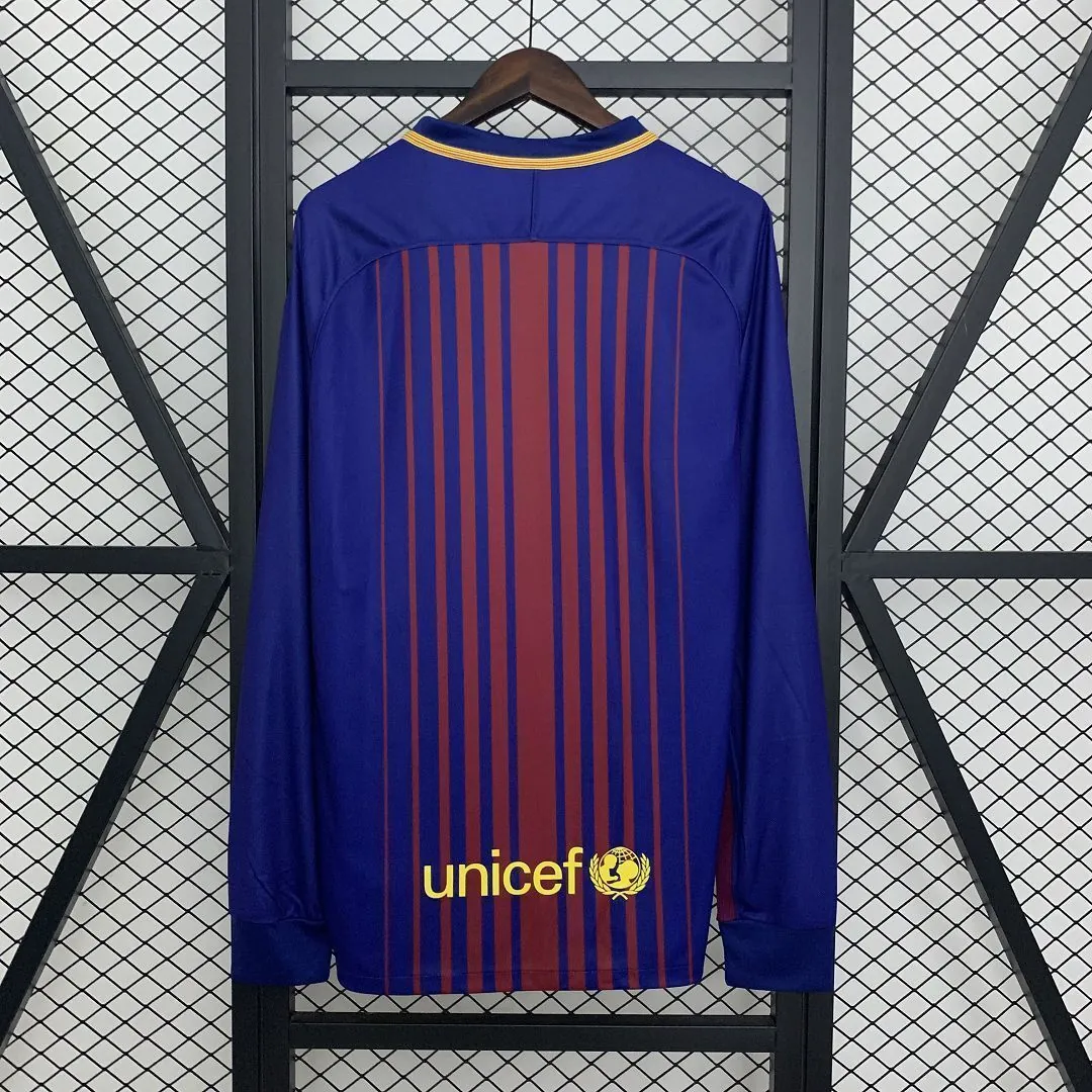 17-18 Barcelona Home Retro Long Sleeve Kit Vintage Shirt AAAAJersey Wholesale Yupoo 1