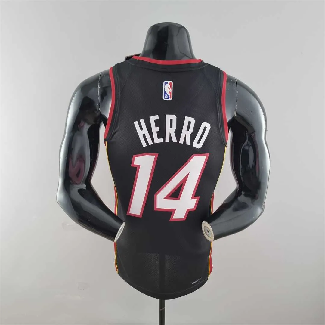 75th Anniversary Miami Heat HERRO#14 black NBA Jersey 4
