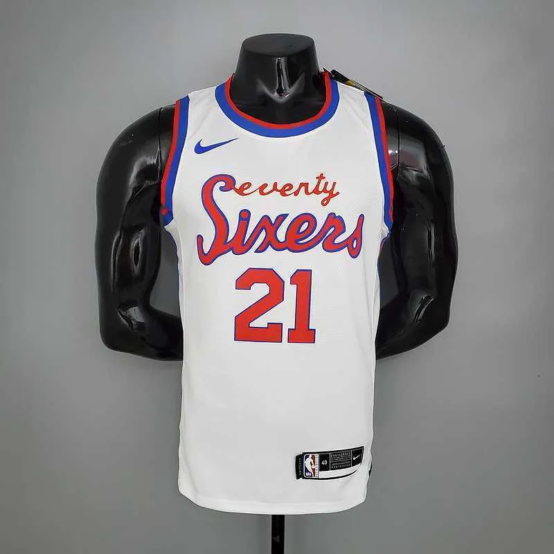 2021 76ers cursive retro limited EMBIID#21 white 9