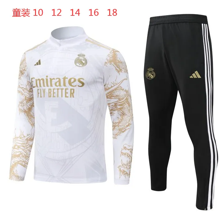 24-25 Real Madrid Kids Long Sleeve Training Suit Football Shirts 1