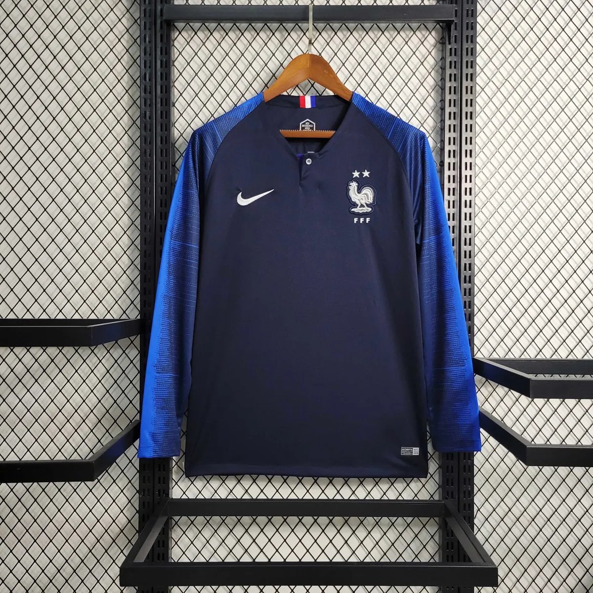 2018 Retro Long Sleeve France Home S-XXL 9
