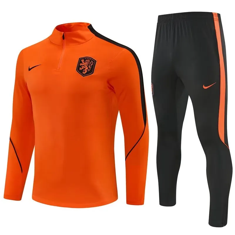 2026 Netherlands Mens Kit Orange Half Pull Training Suit Yupoo 6 4
