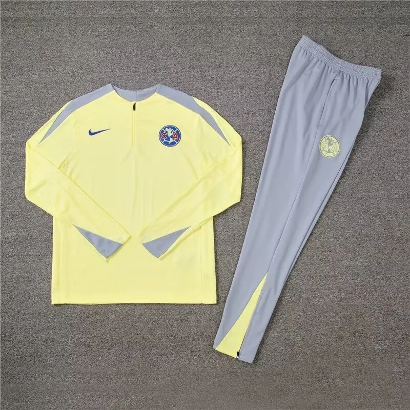 24-25 Club America Long Sleeve Tracksuit Yellow Training Suits Football AAAAJersey Supplier 2