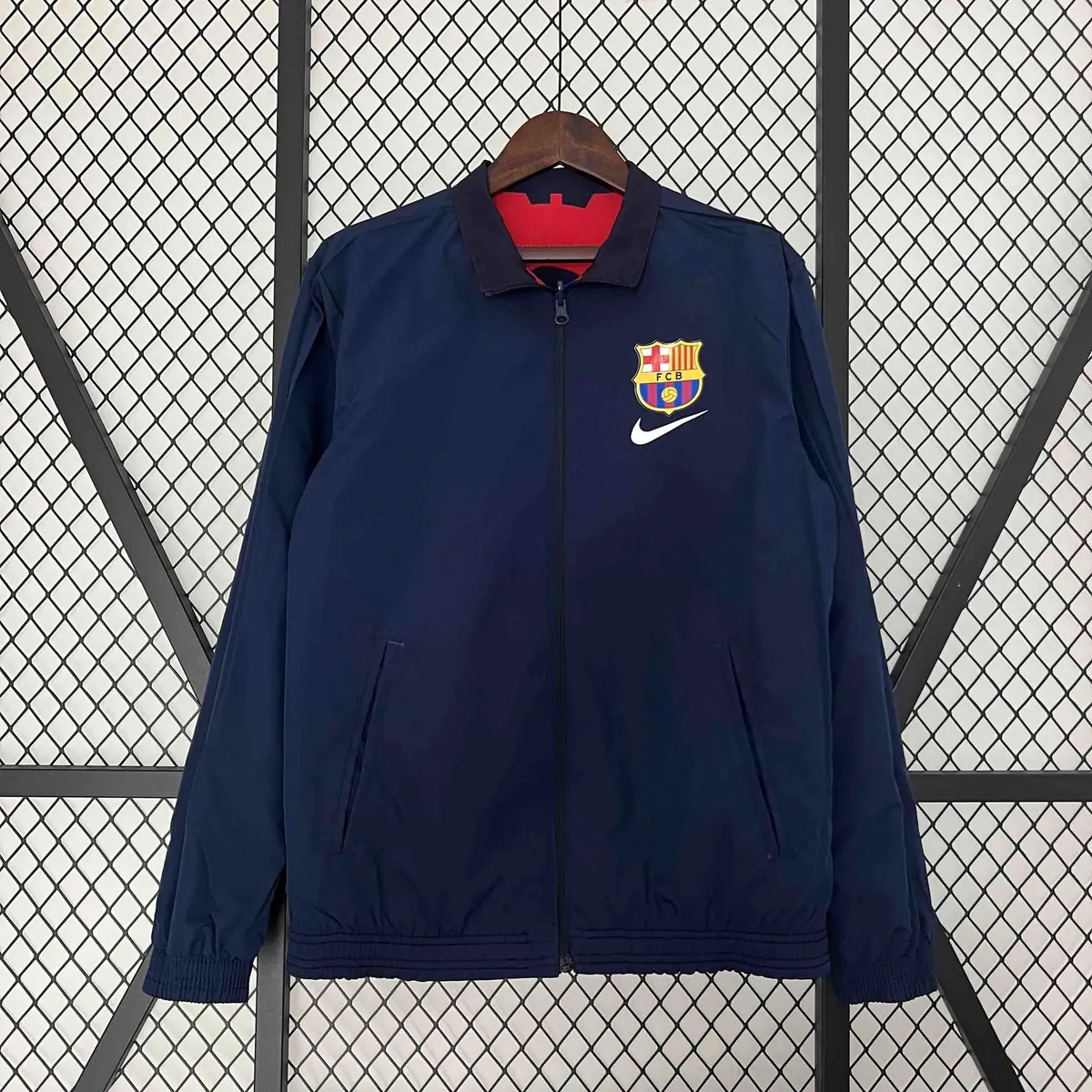 23-24 Barcelona Reversible Windbreaker Red&Navy Special Edition Style Double-Sides Jacket For S 1