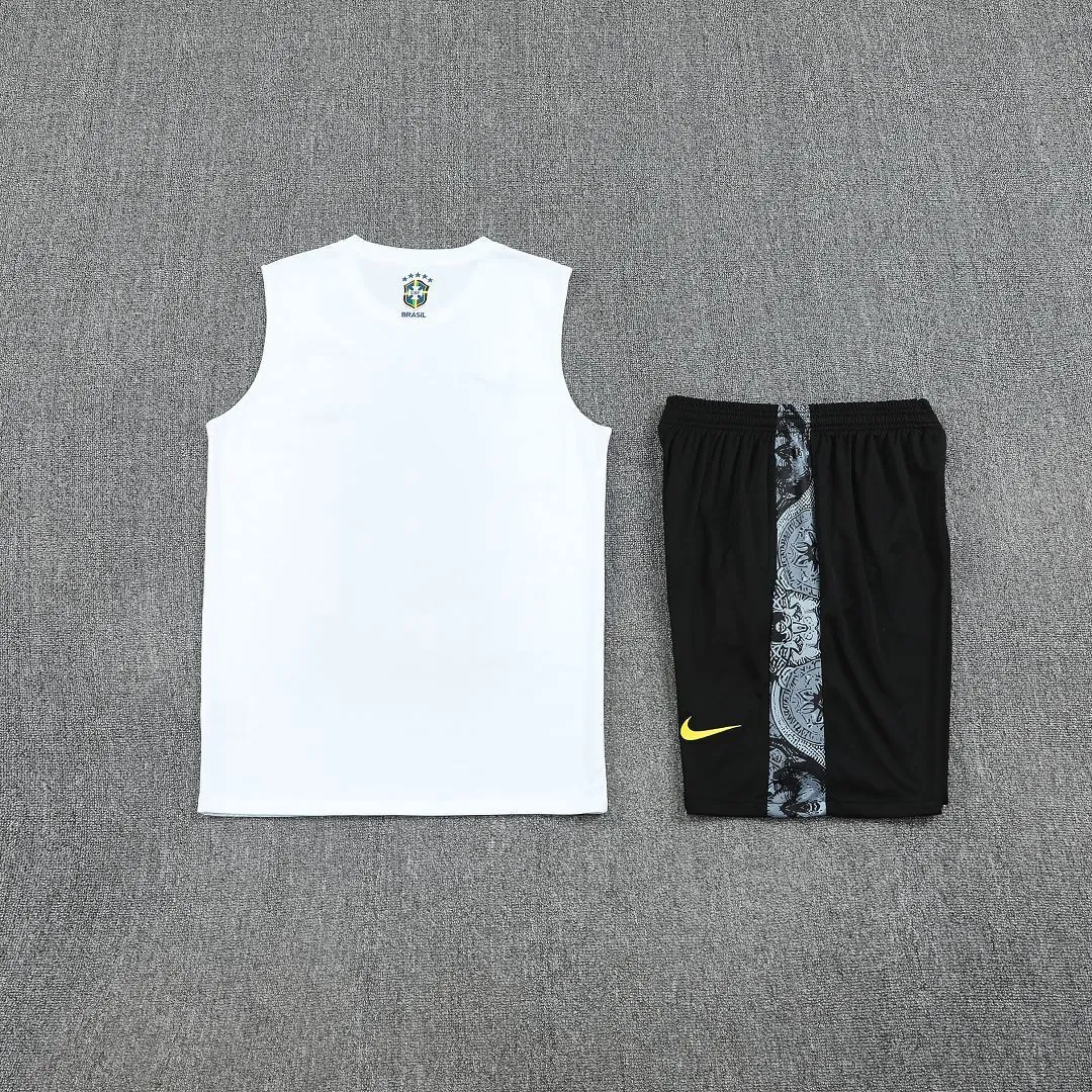 25-26 Brazil White Jesus Training Kits Football Vest Suits 1
