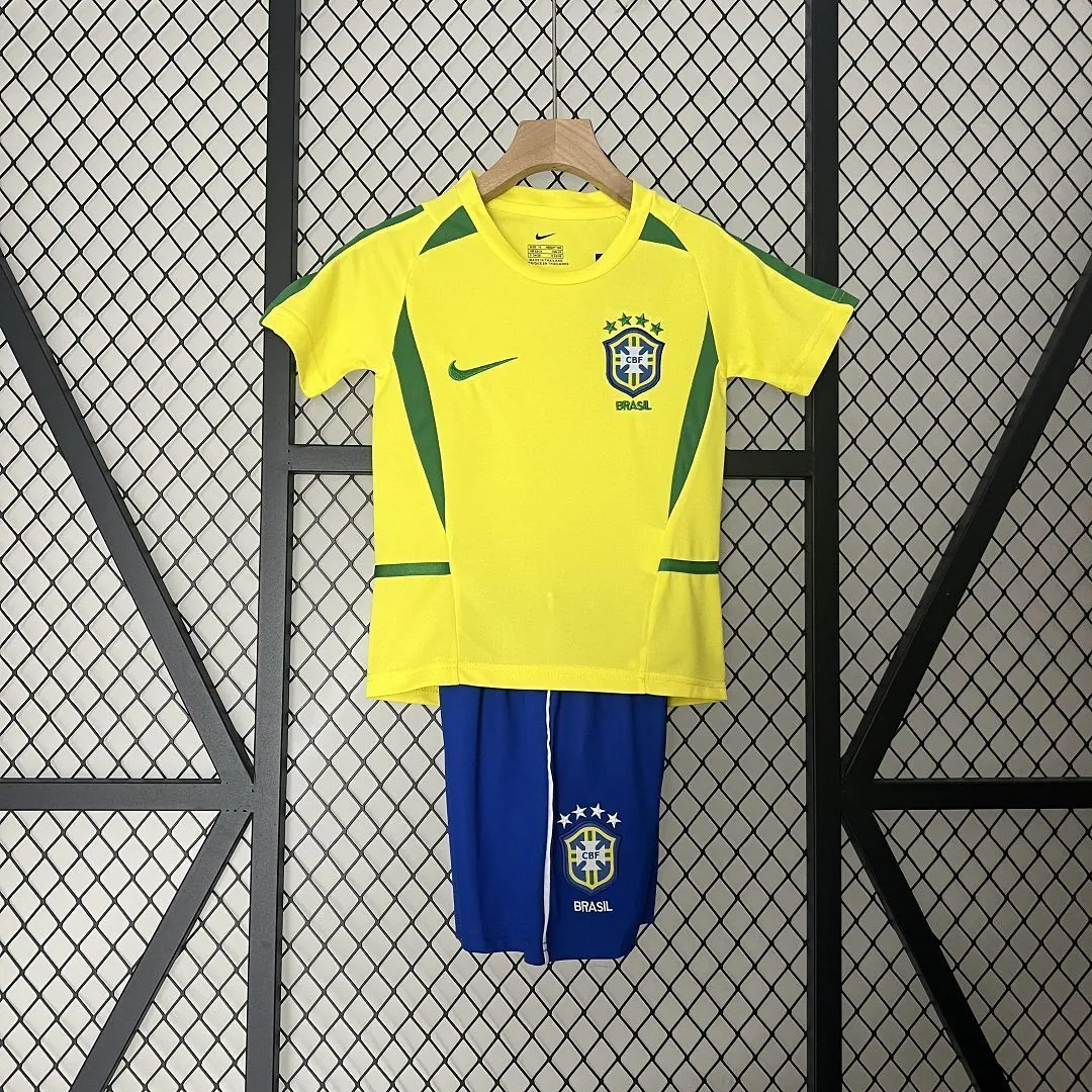 2002 Brazil Home Retro Kids Kit World Cup Shirt Soccer Jerseys Yupoo 10