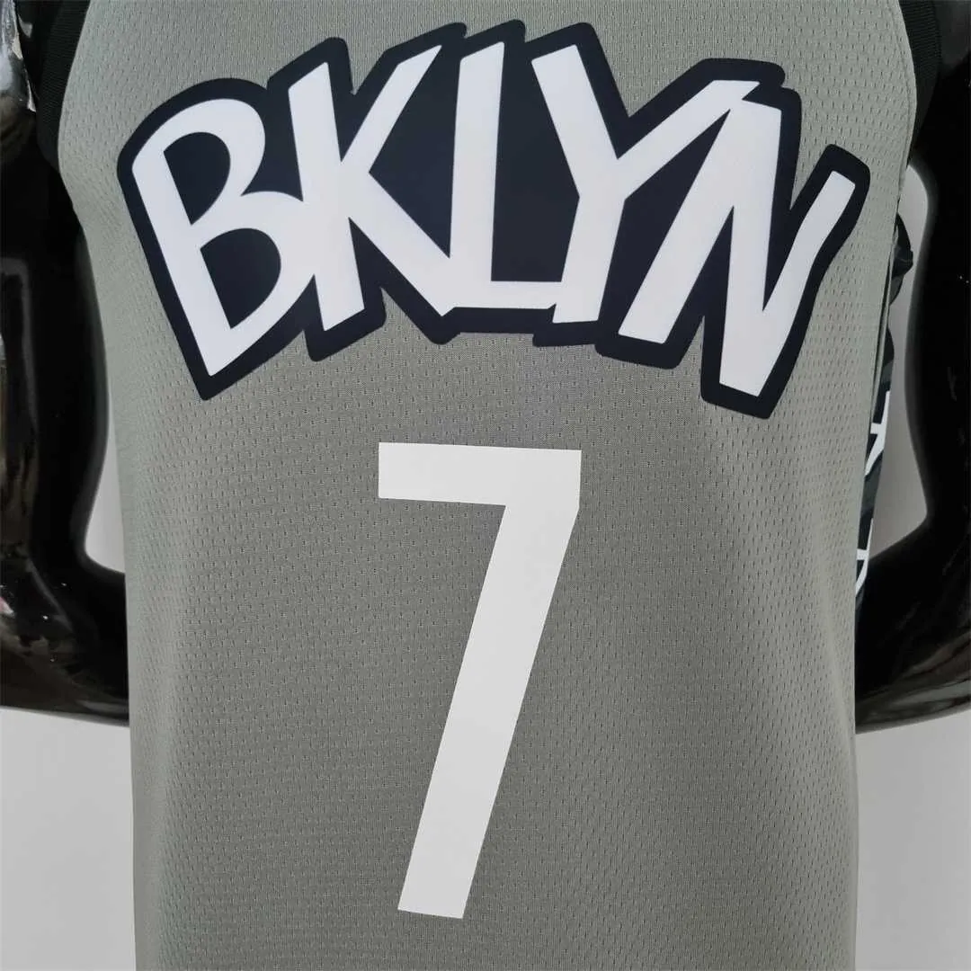 75th Anniversary Durant #7 Brooklyn Nets City Edition Gray NBA Jersey 9