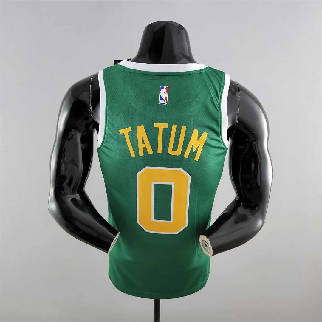 Boston Celtics Tatum #0 Green Gold NBA Jersey 3