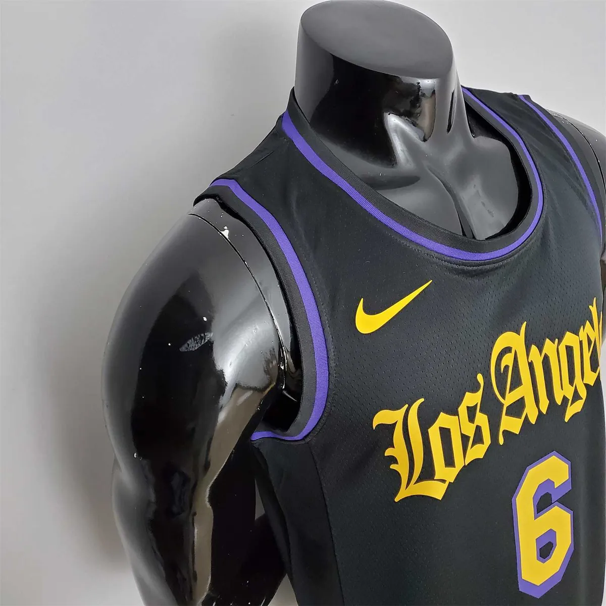 2021 JAMES#6 Los Angeles Lakers Black Latin Black NBA Jersey 8
