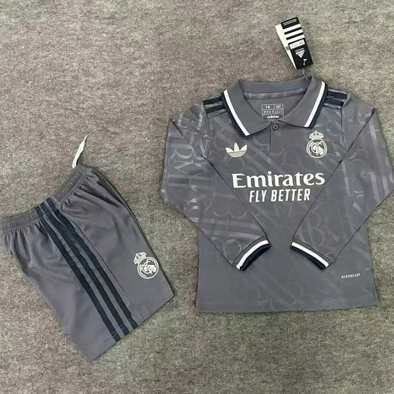 24-25 Real Madrid Third Long Sleeve Kid Kits Youth Apparels Soccer AAAAJersey Yupoo 2