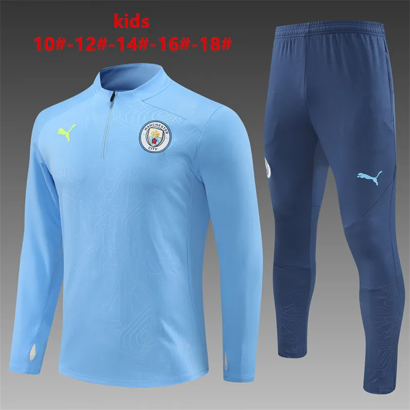 24-25 Manchester City Kids Long Sleeve Training Suit Football Shirts 1