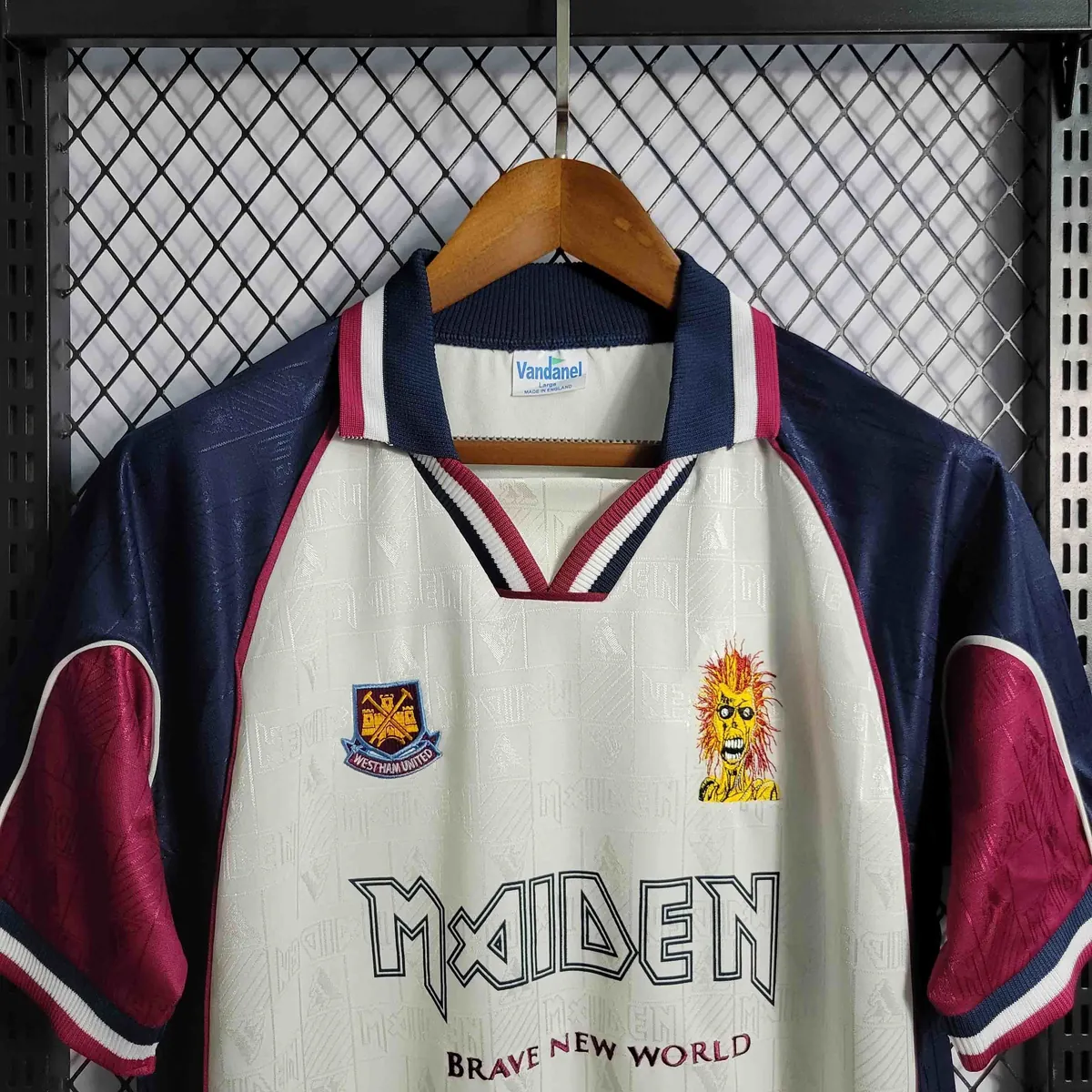 99-00 West Ham Iron Maiden Away Joint Board Retro Kit Vintage Shirt 4