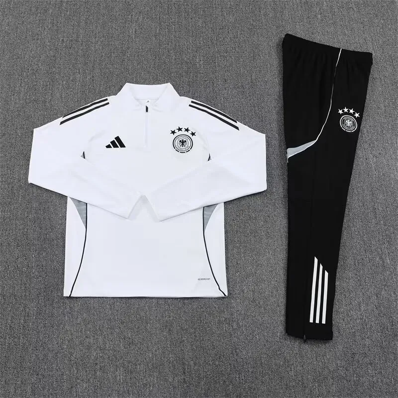 25-26 Germany White Training Kits Long Football Tracksuits 2