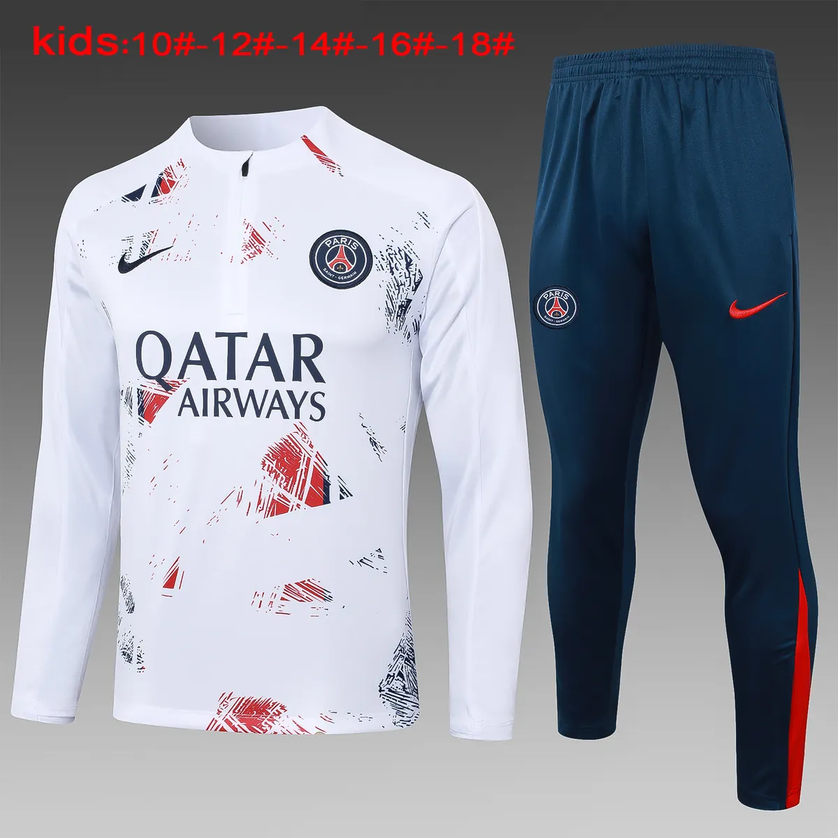 24-25 PSG Kids Long Sleeve Training Suit Football Shirts 1