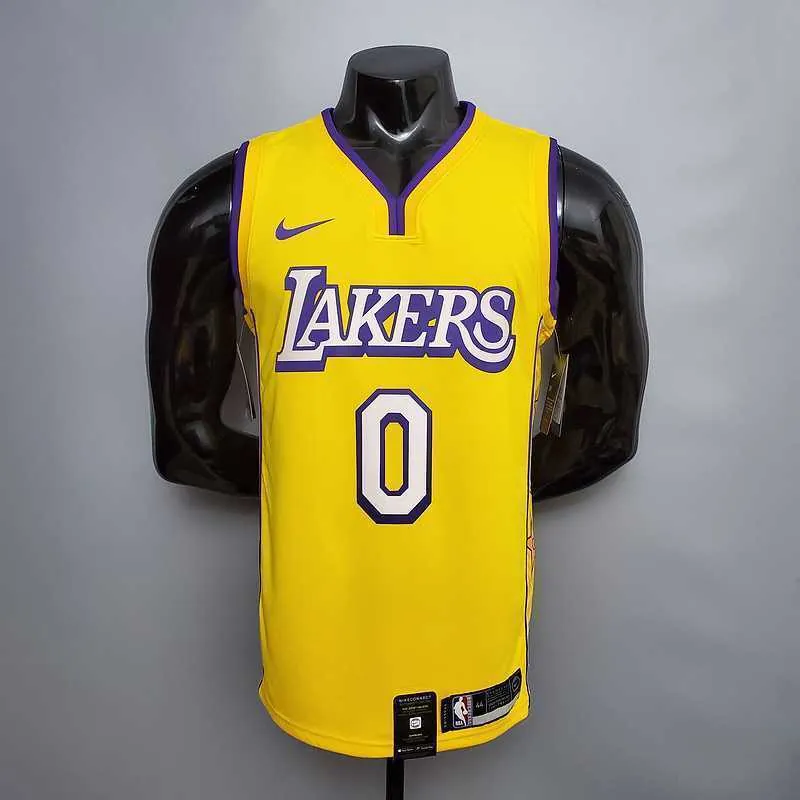 KUZMA #0 Lakers V-neck City Edition yellow 9