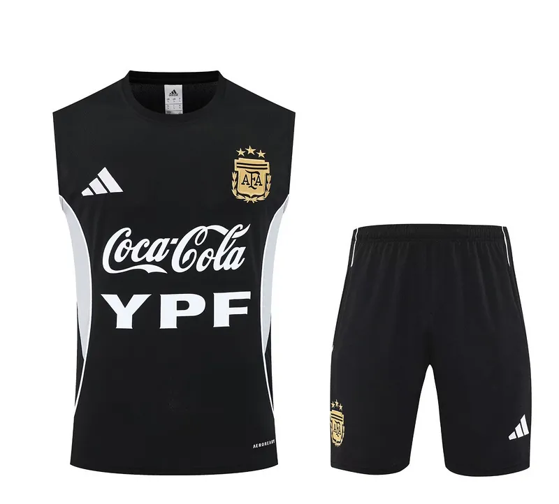 25-26 Argentina Black Training Kits Football Vest Suits 3