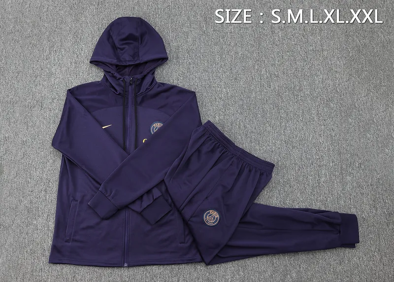 23-24 PSG Navy Hoodie Jacket Suits Long Sleeve Zipper Tracksuit Cheap Jerseys Yupoo 2