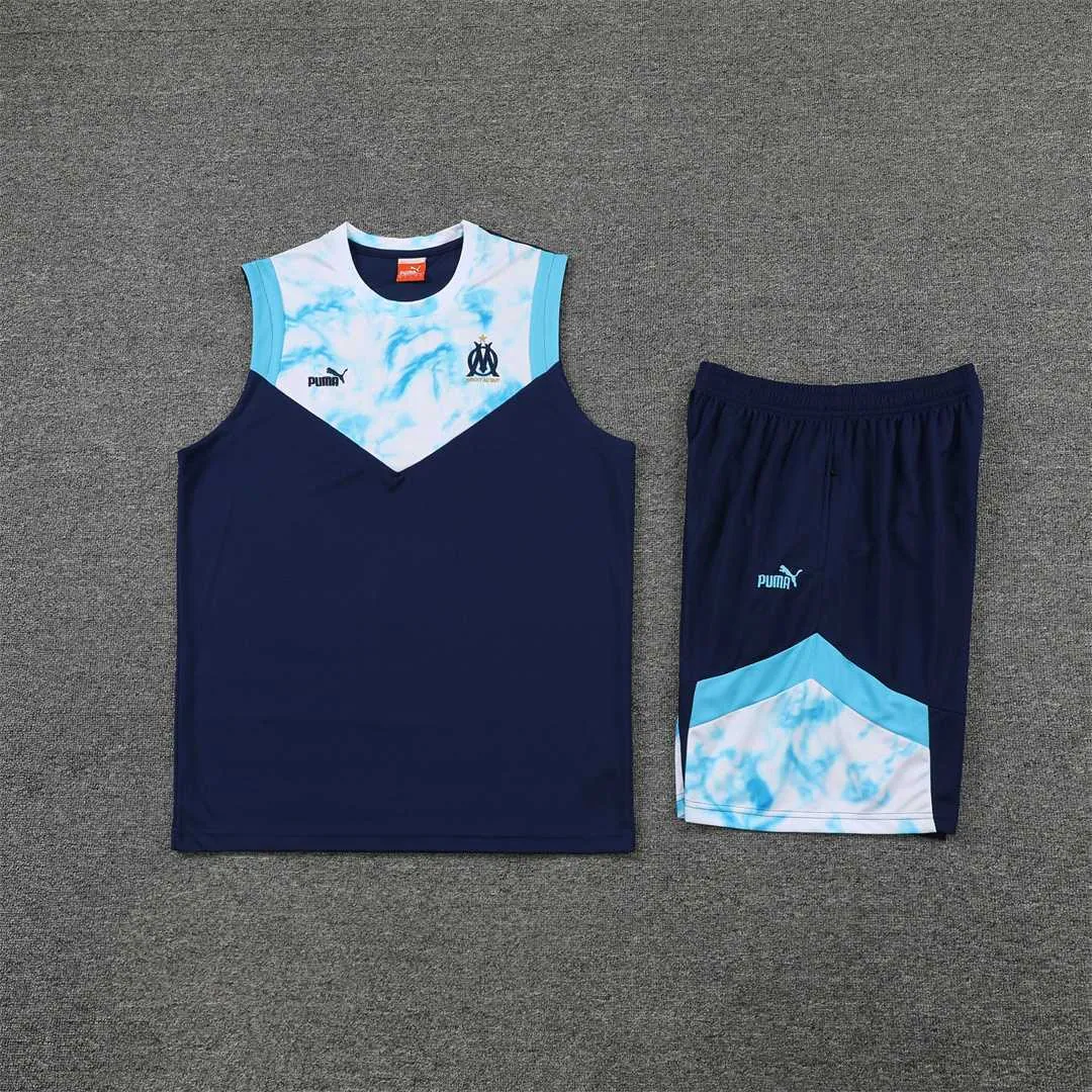 22-23 Marseille vest training suit kit dark blue white 6