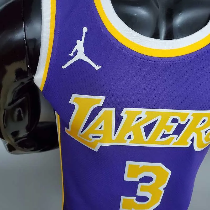 New Lakers Jordan DAVIS#3 Theme Purple Round Neck 2
