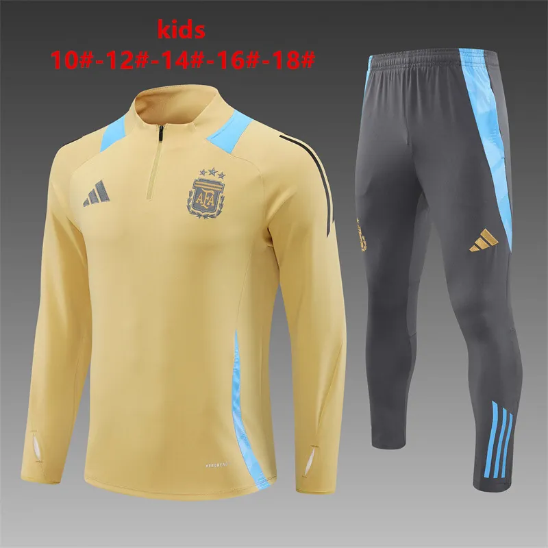 2024 Argentina Kids Long Sleeve Training Suit Football Shirts 1