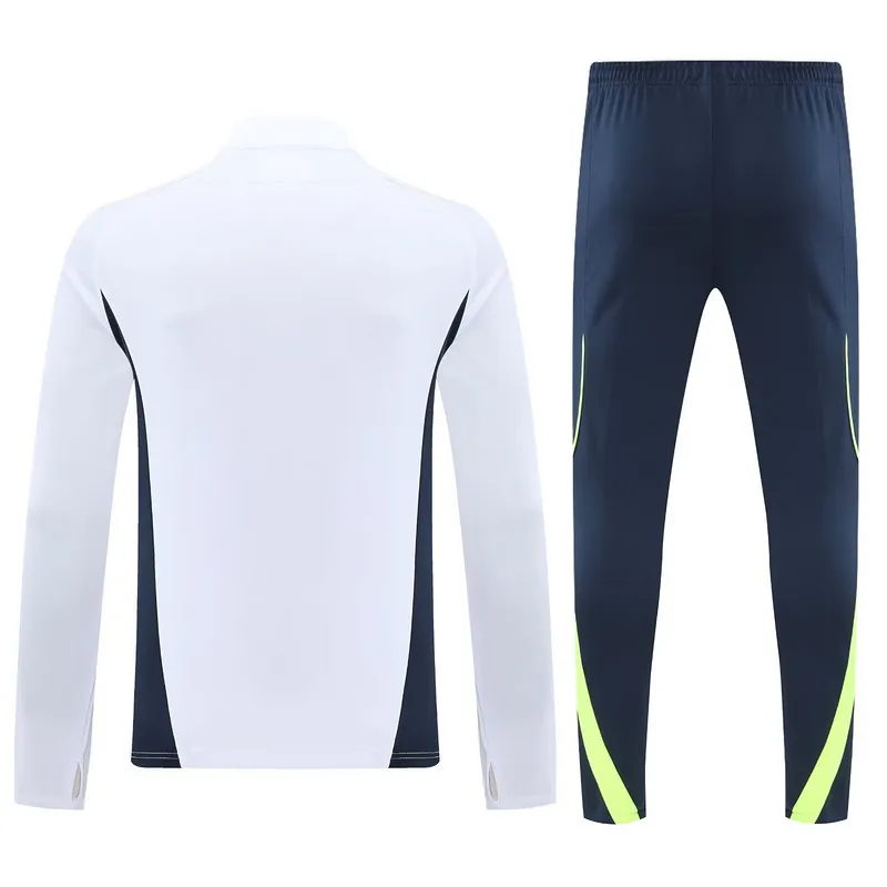 25-26 Real Madrid White Training Kits Long Half-Zip Football Tracksuits 2