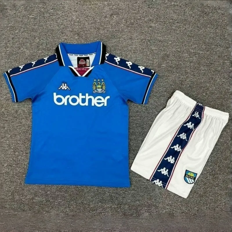 97-98 Manchester City Home Retro Kid Kits Youth Apparels Football AAAAJersey Yupoo 2